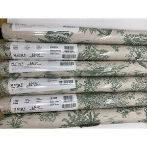Vintage Lenox Wallpaper LN1028 Imperial 5.5 Double Rolls Lot Green Tan Toile
